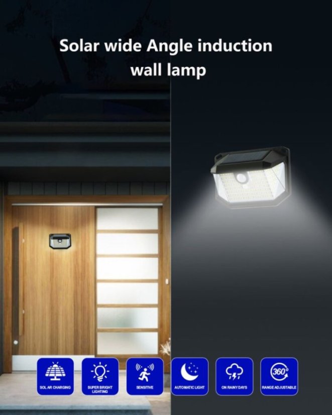 Immax 08486L IMMAX SIDE vonkajšie solárne nástenné svietidlo LED 4W/300lm 6000K, IP65, PIR senzor, čierna