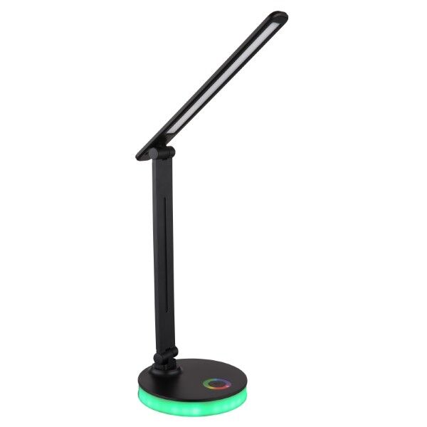 GLOBO 58445B GERALDO stolové svietidlo LED V500mm 5W/538lm 2700+6500+4000K čierna, biela, adaptér, USB kábel, RGB podsvietenie