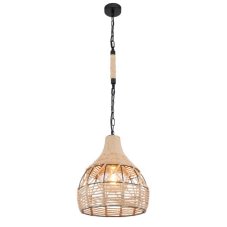 GLOBO 15671H HALIA závěsné svítidlo D300mm 1xE27 černá matná, přírodní béžová