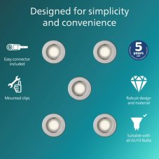 Zapustené svietidlo GU10 nikel IP20 PHILIPS Peridot 8721103037176 balenie 5 ks