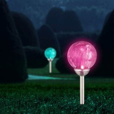 Globo 33353 solárne svietidlo dekoratívne, zapichovacia guľa imitácia prasknutého skla D150mm LED 0,06W 2700K, RGB, 1x 1,2V AA 150mAh Ni-MH, IP44, priehľadná