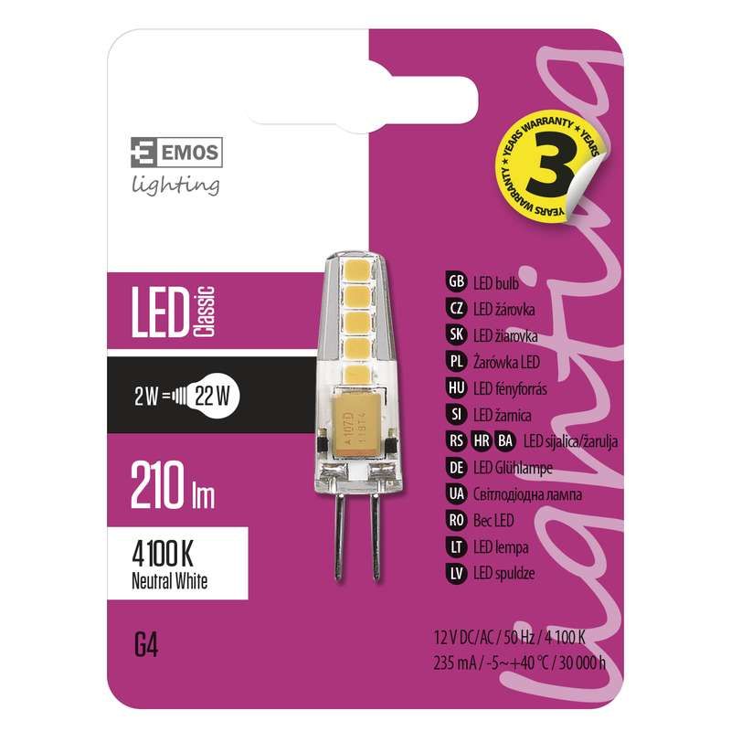 Emos LED žárovka ZQ8621 JC 2W G4 210lm 4100K