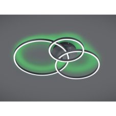 TRIO 670810632 WINONA stropné svietidlo LED 28W/3200lm 2700 - 6500K matná čierna, RGB, stmievateľné, diaľkový ovládač