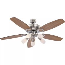 GLOBO 0337 JERRY stropní ventilátor s osvětlením na pětici 5xE14 1300 mm s tahovým vypínačem nikl
