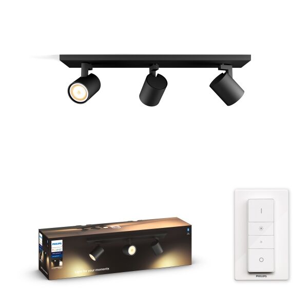 Philips Hue White Ambiance 8720169320413 Runner stropní bodové svítidlo/spot 3xGU10 +SWITCH 3x4,2W/400lm 2200-6500K černá bluetooth