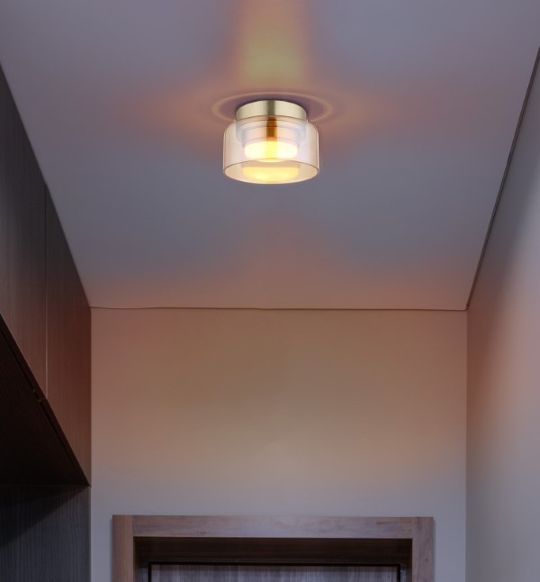 GLOBO 16055DG HIGGINS stropní svítidlo D130mm 1xGX53 6W 400/300lm 1800K zlatá, jantarová