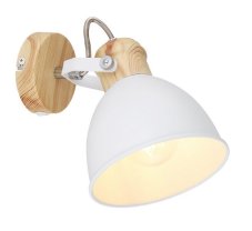 GLOBO 54018-1 WIHO nástěnné bodové svítidlo/spot 1xE27 bílá, imitace dřeva