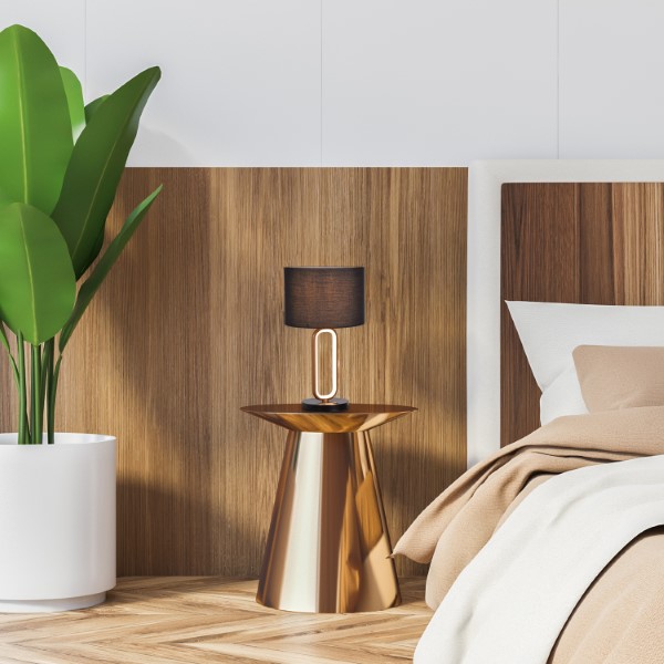 RABALUX 74044 Domiro stolná lampa D250mm 1xE27+LED 8W/300lm 3000K zlatá, čierna