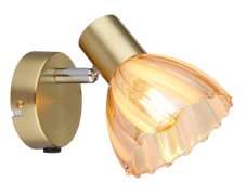 GLOBO 54315M-1 ZACHERY nástěnné bodové svítidlo/spot s vypínačem 1xE14 mosazná, jantarová