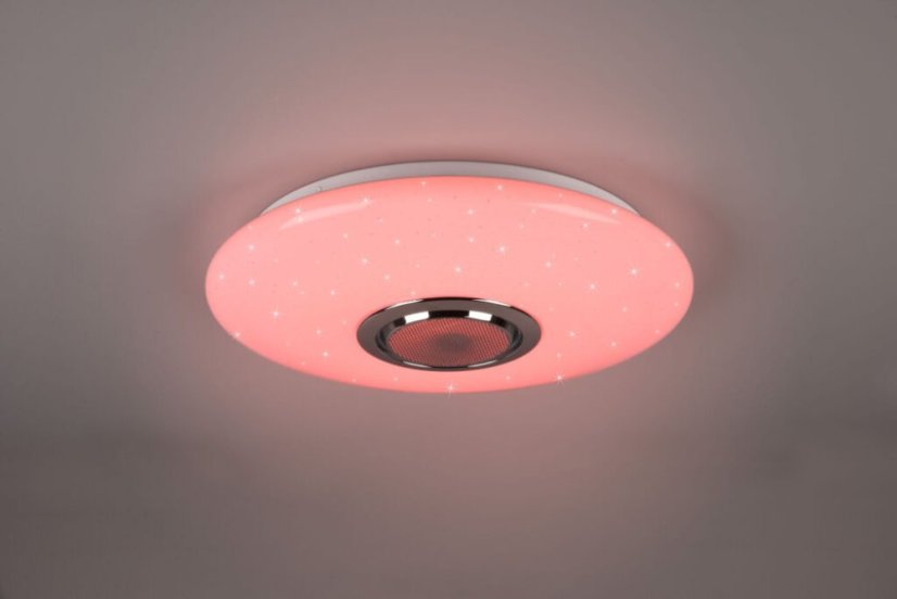 TRIO R69031101 MUSICA stropní svítidlo LED D410mm 15,5W/1700lm 3000-6000K bílá, RGB, Bluetooth, stmívatelné, dálkový ovladač, starlight efekt