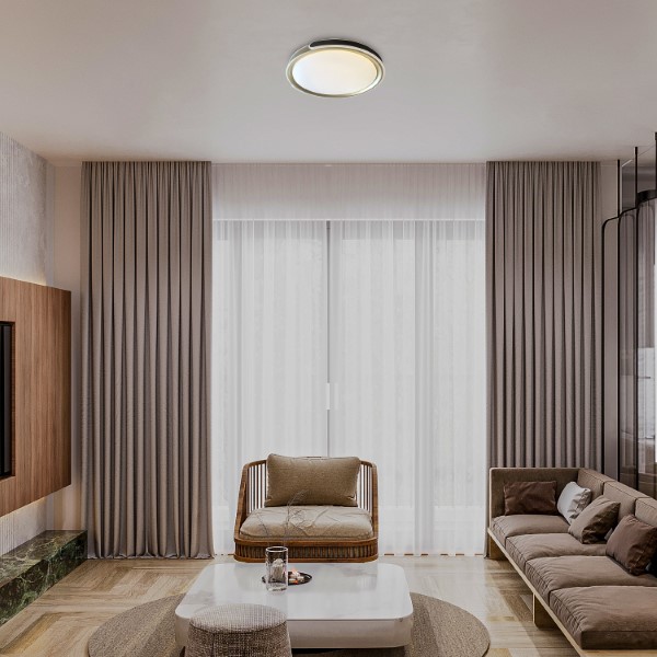 RABALUX 71292 Jindri stropní svítidlo D500mm LED 48W/3000lm 3000-6500K černá, zlatá, bílá, stmívatelné, dálkový ovladač