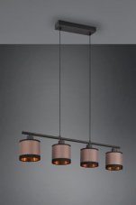 TRIO Reality R31554041 DAVOS závesné svietidlo 4xE14 čierna matná, šedohnedá