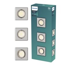 Zapuštěné svítidlo GU10 nikl IP20 PHILIPS Peridot 8721103037053 balení 3 ks