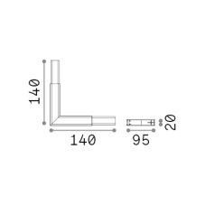 Ideal lux 242002 LINUS príslušenstvo - spojovací diel rohový LED 5,5W 640/440lm 3000K čierna