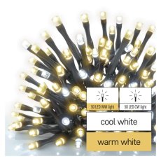 EMOS D1AN01 spojovací vánoční řetěz CLASSIC 100 LED 10m 5W teplá/studená bílá, IP44, barva drátu - černá, bez adaptéru