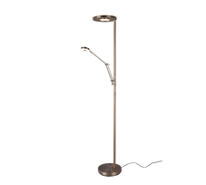 TRIO 424210304 BARRIE stojací lampa dotyková LED D300mm 32W/4000lm, 6W/600lm 2700-3350-4000K staromosazní, stmívatelné
