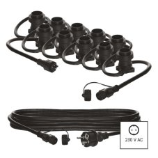 EMOS DCPZ01 START SET Párty světelná řetěz spojovací na žárovky 10xE27, 7,35m IP44 černá, adaptér