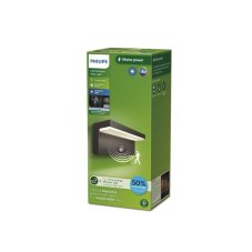Philips 8720169257412 UltraEfficient Bustan vonkajšie nástenné svietidlo so senzorom PIR LED 3,8W/800lm 4000K IP44 antracit