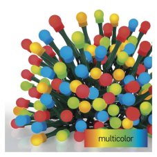 EMOS D5AM24 vánoční řetěz - kuličky CHERRY 300 LED 30m 6W multicolor, IP44, barva drátu - zelená, časovač, adaptér