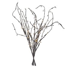 DCTW08 EMOS dekorace LED větvička s perlami, 60cm, 3xAA, teplá bílá, časovač