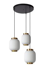 LUCIDE 13435/03/31 GOSSE Závěsné svítidlo E27 3x40W bílá, matné zlato/mosaz