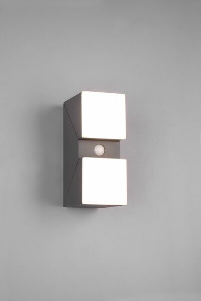 TRIO 270669242 AVON exteriérové nástenné svietidlo so senzorom SMD LED V280mm 2x7W/800lm 3000K IP54 antracit, biela