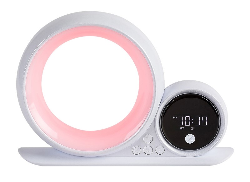 RABALUX 76109 Wakeway dekorační stolní lampička s hodinami LED 5W RGB bílá