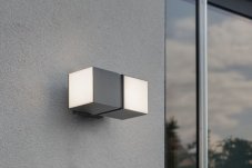 LUTEC 5193808118 CUBA exteriérové nástenné svietidlo LED 2x12,2W 1000lm 4000K IP54 tmavá šedá, 2 otočné hlavice 350°