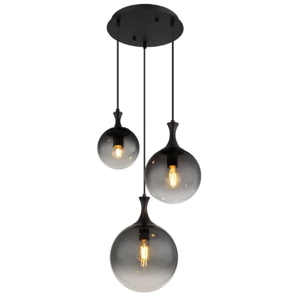 GLOBO 15885-3H DALTON závesné svietidlo D390mm 3xE27 čierna, dymová