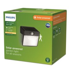 Philips 8720169265448 Outdoor solar Yarixa solární nástěnné svítidlo se senzorem LED 2,2W 250/25lm 2700K IP44 černá