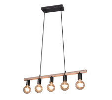 TRIO R30605032 EINAR závěsné svítidlo 5xE27 matná černá, hňedá