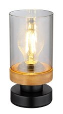 GLOBO 15557T FINCA stolní lampička 1xE27 V205mm černá, kouřová, dřevo