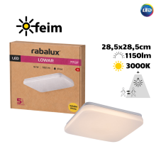 RABALUX 77137 Lowar venkovní stropní svítidlo se senzorem 285x285mm LED 18W/1150lm 3000K IP44 bílá