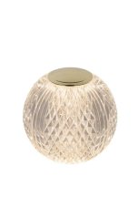LUCIDE 13599/11/60 CINTRA dotyková stolní lampička V105mm LED 2W/125lm 3000K mosazná, průhledná, nabíjecí baterie, 3StepDIM