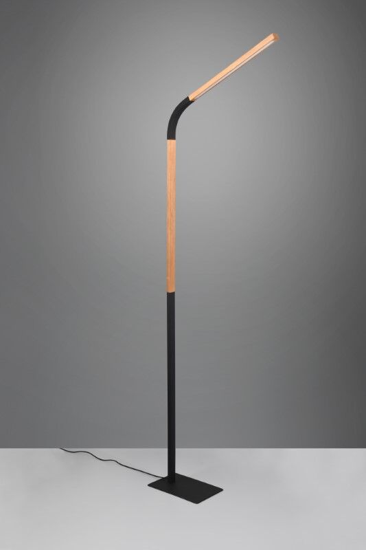 TRIO 445210132 NORRIS stojanové svítidlo SMD LED V1690mm 11W/1400lm 3000K černá matná, dřevo, 3-krokové stmívání