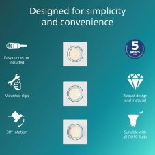 Zapustené svietidlo GU10 biela IP20 PHILIPS Peridot 8721103037015 balenie 3 ks