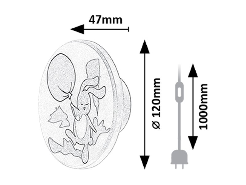 RABALUX 71100 Hopply nástenné svietidlo detské D120mm LED 9W/800lm 3000+4000+6500K biela, viacfarebná