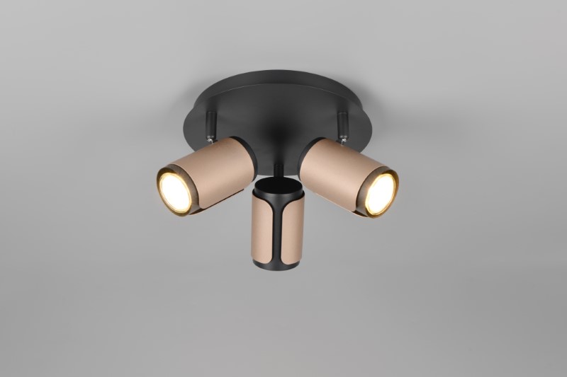 TRIO 814530365 GILLAN stropné bodové svietidlo/spot D210mm 3xGU10 čierna, kávová