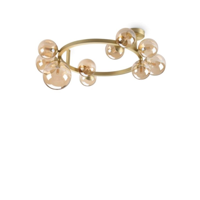 Ideal Lux 327808 PERLAGE stropné svietidlo 10xG9 saténová mosadz, jantárová