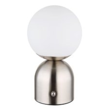 GLOBO 21006N JULSY dotyková stolní lampička V210mm LED 2,5W/189lm 2700+6500+4000K matný nikl, bílá, vrátane CR18650 1800mAh 3,7V, USB kabel