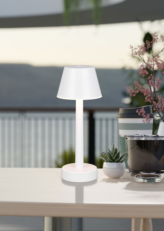 TRIO Reality R54991131 VIDAL dotyková stolní lampička v245mm SMD LED 1,5W/150lm 3000K IP44 bílá matná