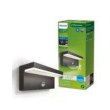Philips 8720169257399 UltraEfficient Bustan vonkajšie nástenné svietidlo so senzorom PIR LED 3,8W/800lm 2700K IP44 antracit