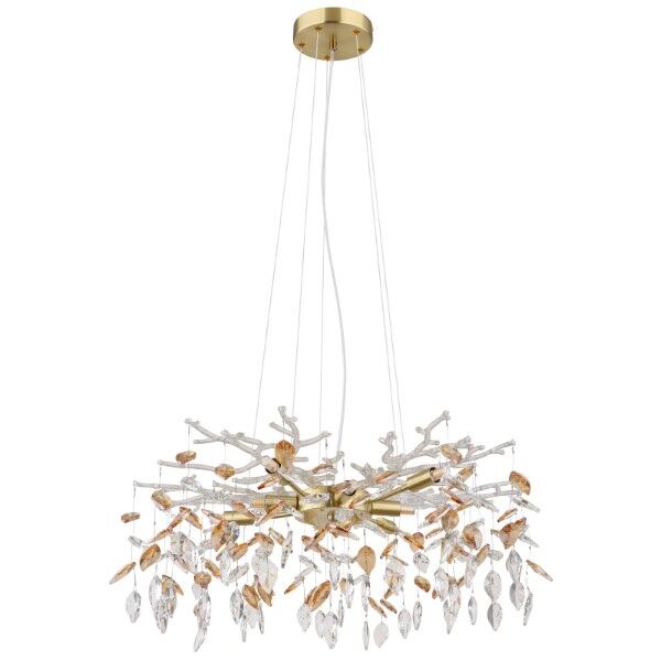 GLOBO 64132-8 DANNA závěsné svítidlo/luster D610mm 8xG9 zlatá, jantarová, průhledná