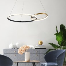 LED závěsné svítidlo 2000 lm 3000+4000+6000K černé, zlaté Zuma Line RANDO 20002P-GD