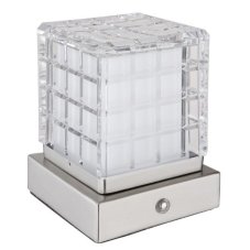 GLOBO 21009W LUNKI dotyková stolní lampička LED V100mm 2,5W/206lm 2700+6500+4000K matný nikl, průhledná, včetně baterie CR18650 1800mAh 3,7V, USB-A 2.0 - USB-C