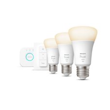 Philips HUE LED White Starter Kit žárovka (3-set) E27 3x9,5W 1100lm 2700K stmívatelná BlueTooth + HUE Bridge + HUE Switch