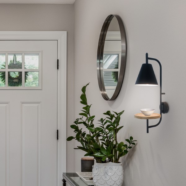 RABALUX 71293 Azome nástěnné svítidlo s vypínačem D150mm 1xE27 černá, dřevo