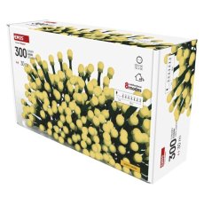 EMOS D5AW24 vánoční řetěz - kuličky CHERRY 300 LED 30m 6W teplá bílá, IP44, barva drátu - zelená, časovač, adaptér