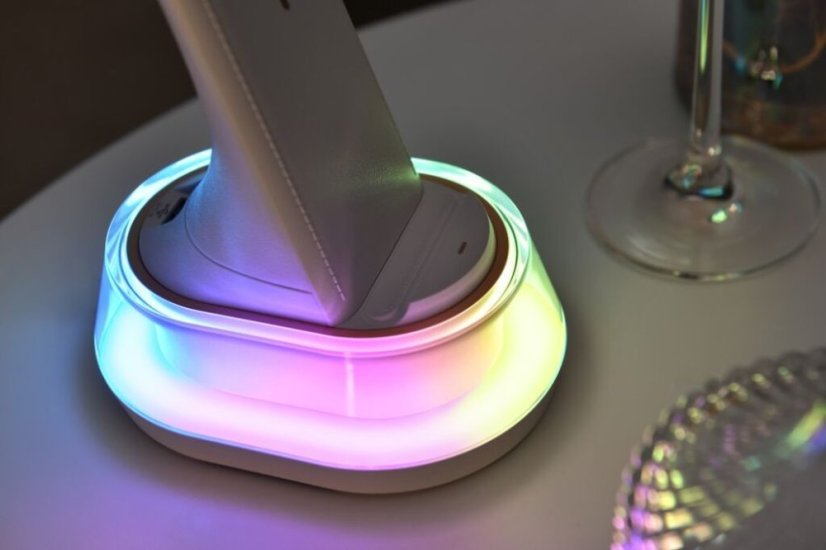 Immax 08974L CORELLA stolní lampa LED 7W 150-450lm 3000-5500K RGB podsvícení, bílá, zlatá, dotykové ovládání, noční podsvícení, stmívatelné, RGB, CCT