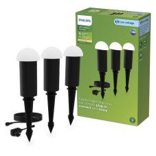 Zahradní sloupkové svítidlo LED 2700K čierna IP44 PHILIPS GardenLink Low Volt Edwina Kit 8720169386990 adaptér, balení 3 ks, kabel